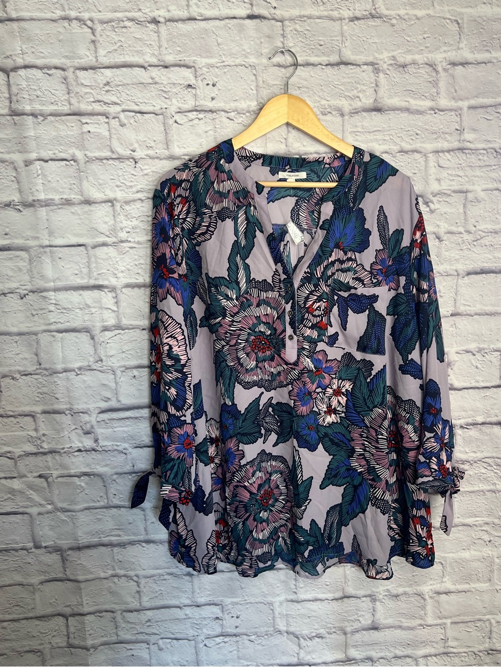 Maurices Women’s 3X Lavender Floral 3/4 Sleeve Blouse NWOT